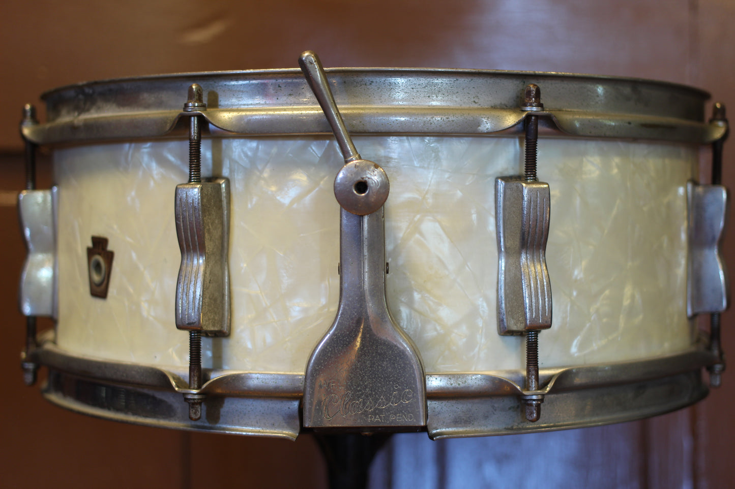 1940's WFL Super Classic Snare Drum 5.5"x14" in White Marine Pearl