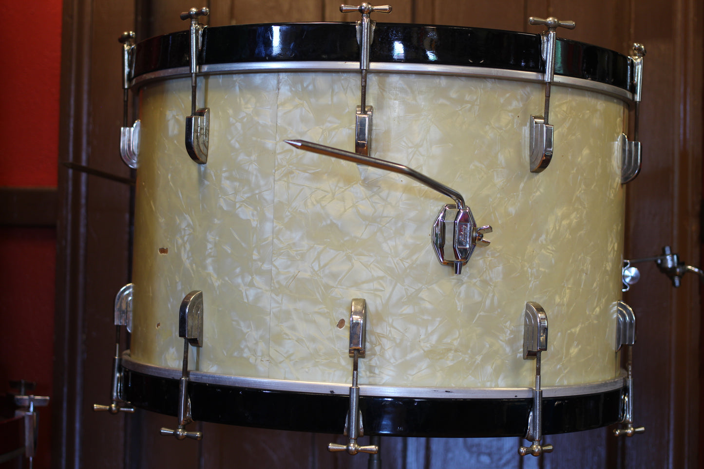 1950's Leedy & Ludwig Broadway in White Marine Pearl 14x24 16x16 9x13
