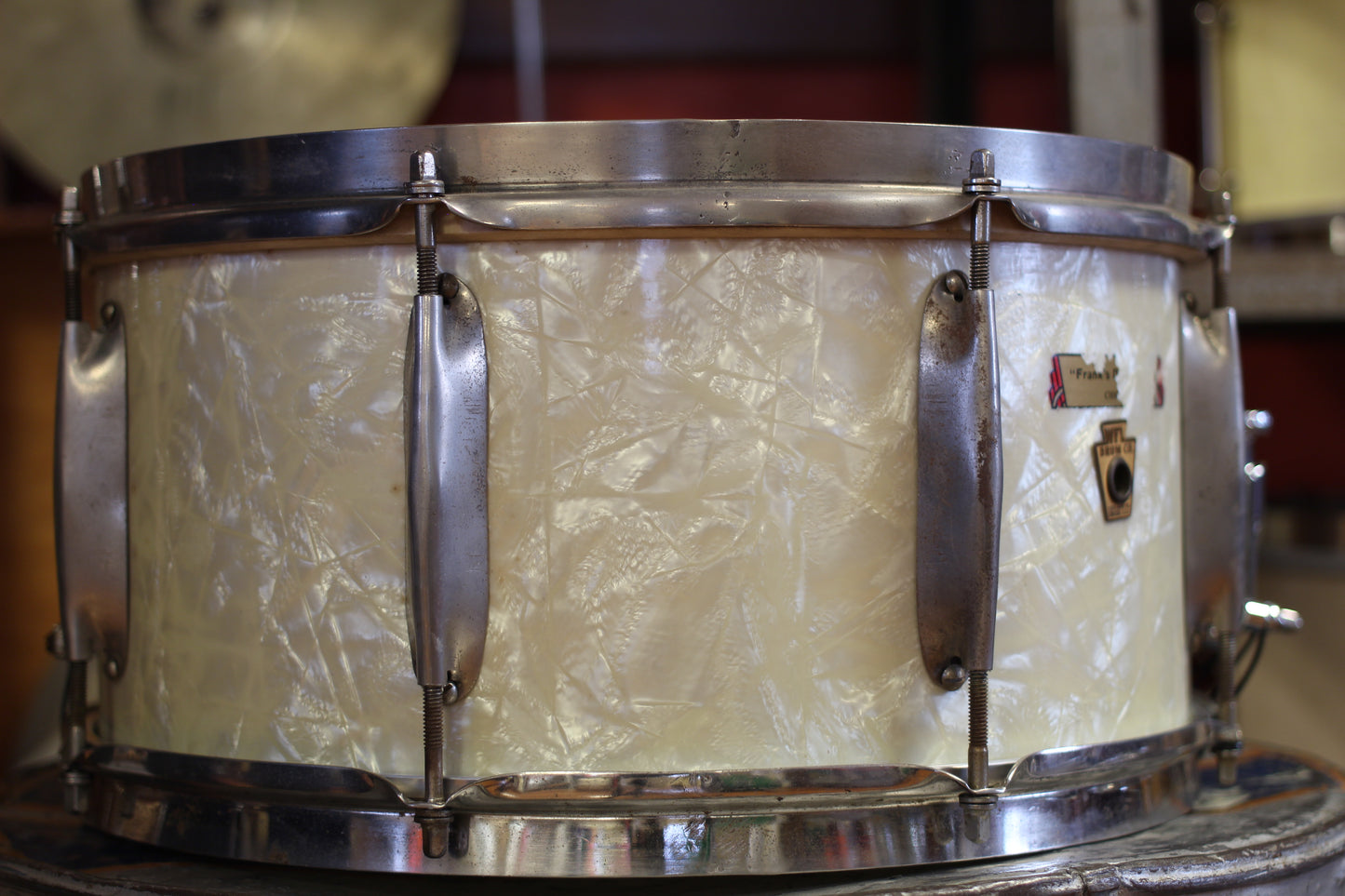 1940's WFL 7"x14" All-American Swing Model in White Marine Pearl