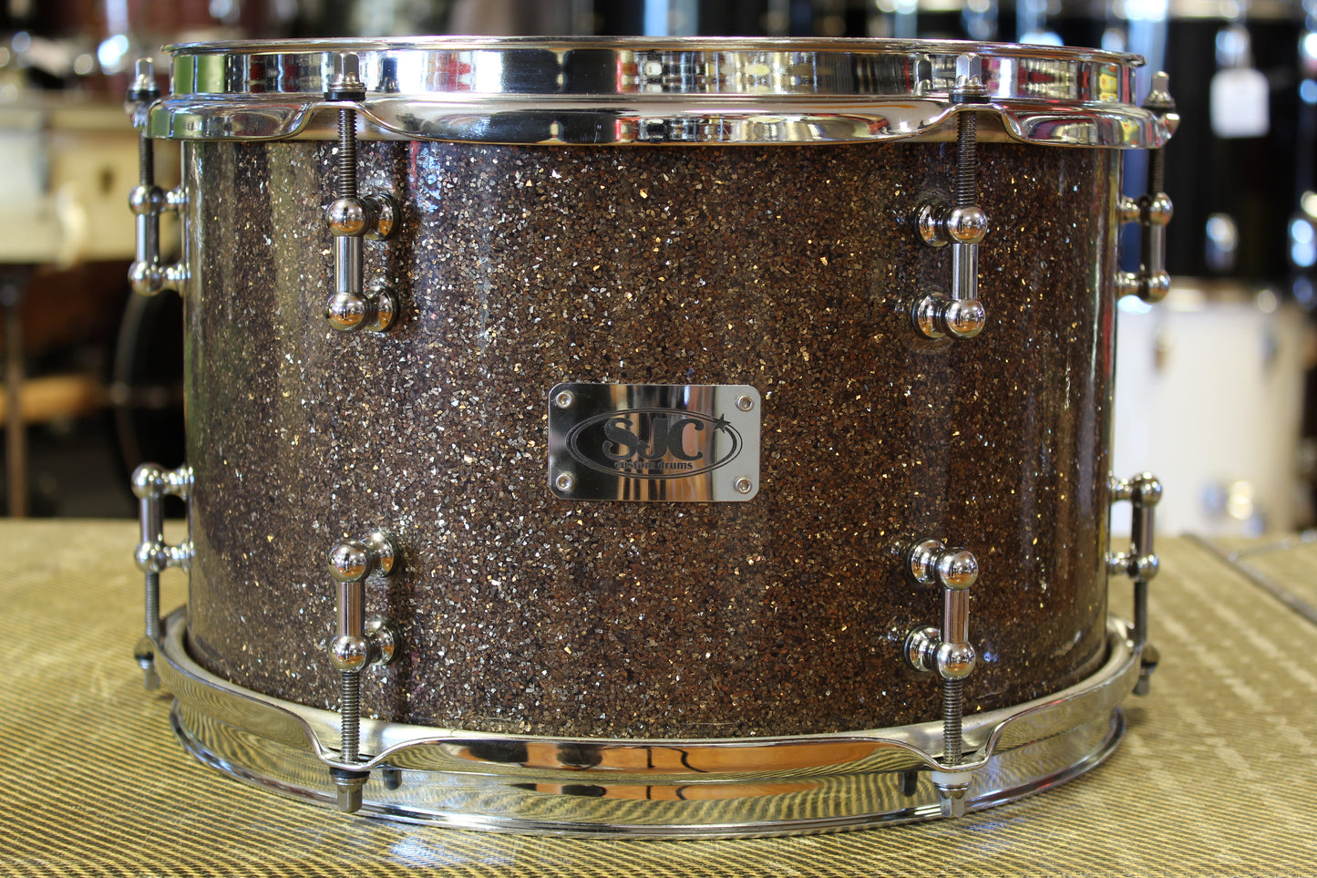 SJC Custom Drum Kit in Ginger Glass Glitter 12x26 14x16 8x12