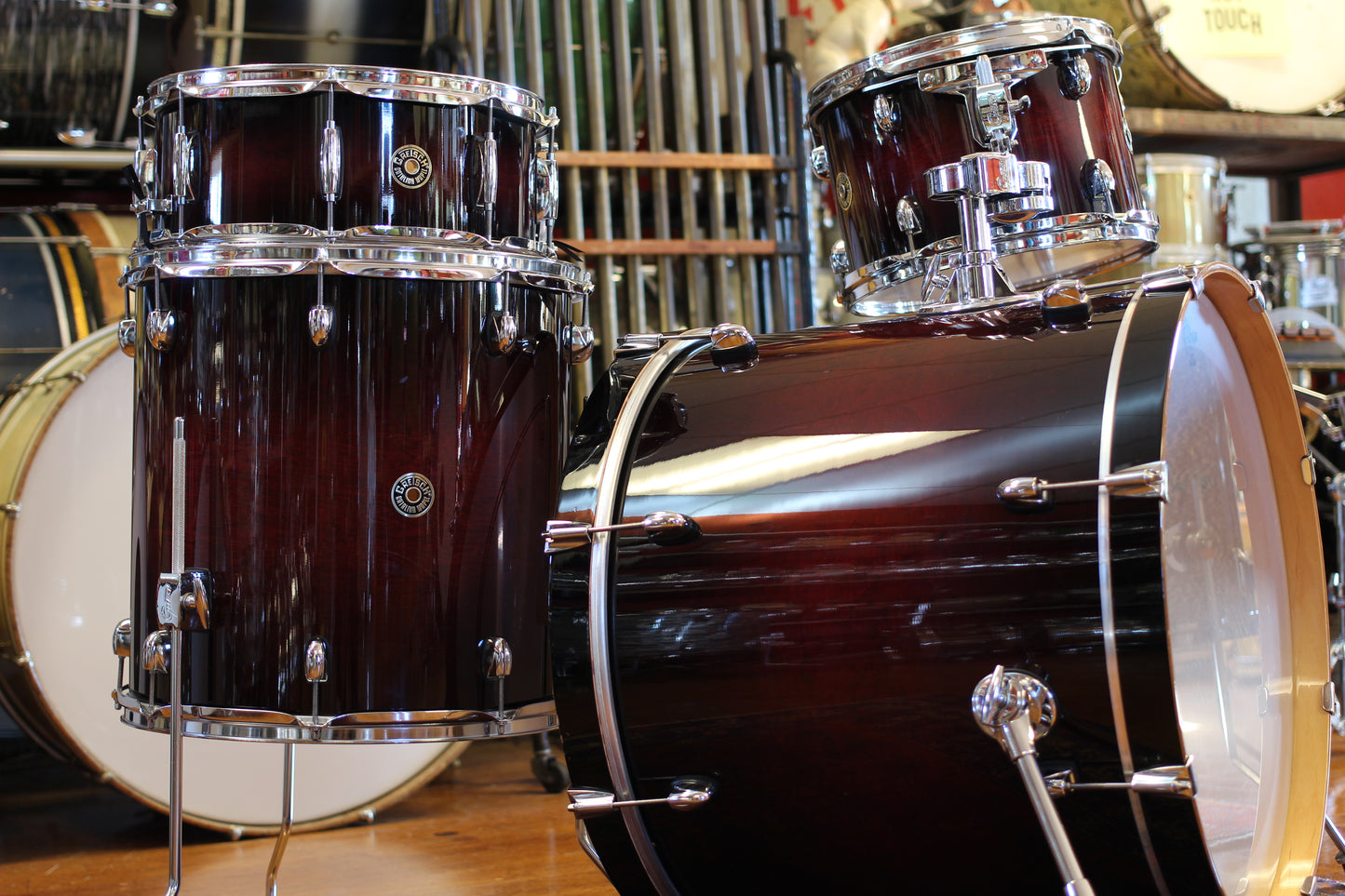 Gretsch Catalina Maple in Deep Cherry Burst 18x22 16x16 8x12 5.5x14