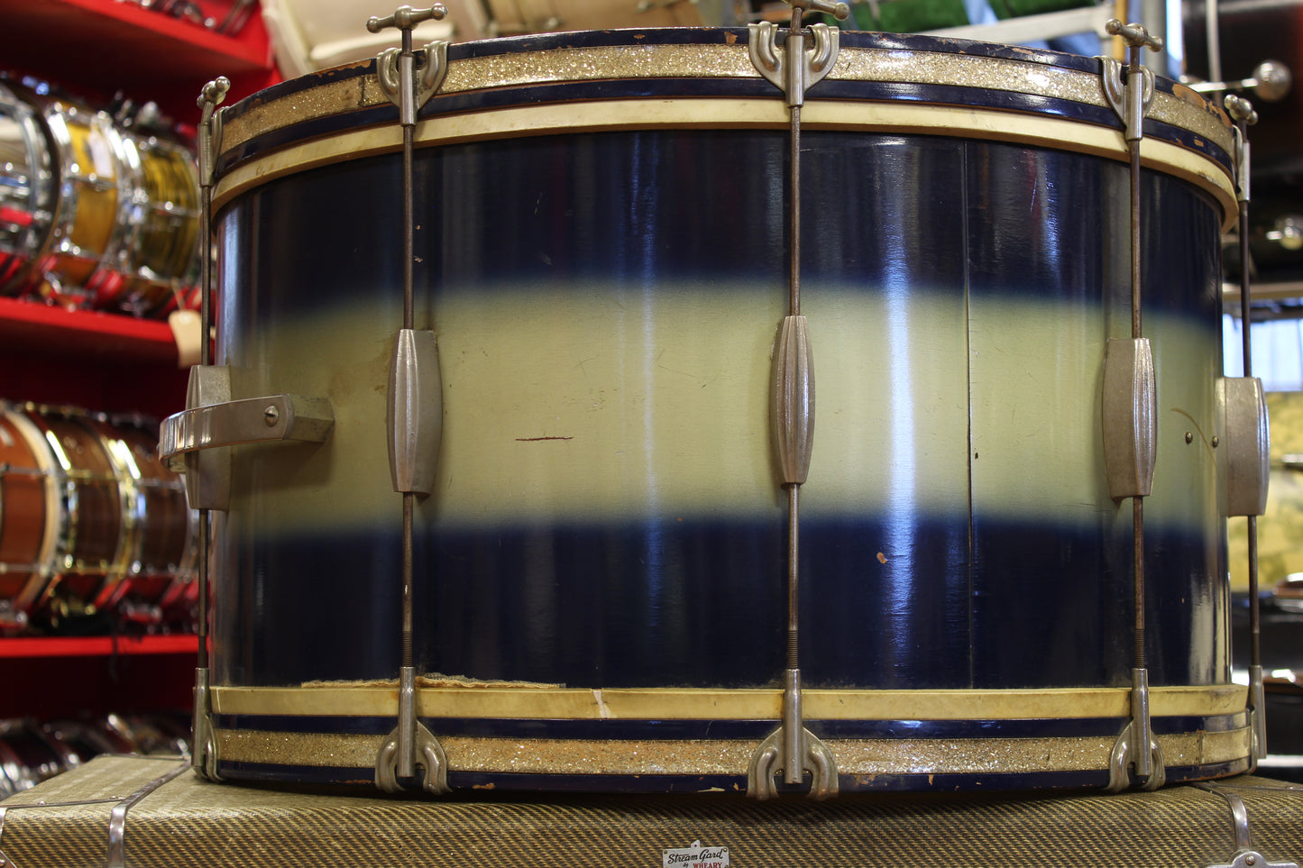 1930's Slingerland 14"x26" Radioking Bass Drum in Blue & Silver Duco