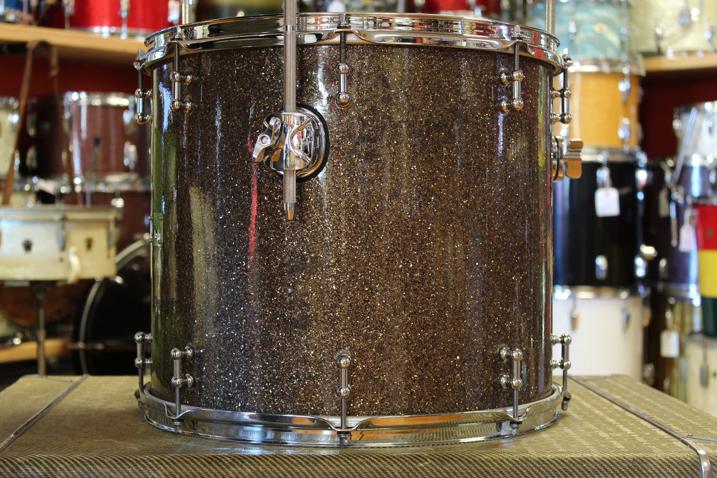 SJC Custom Drum Kit in Ginger Glass Glitter 12x26 14x16 8x12