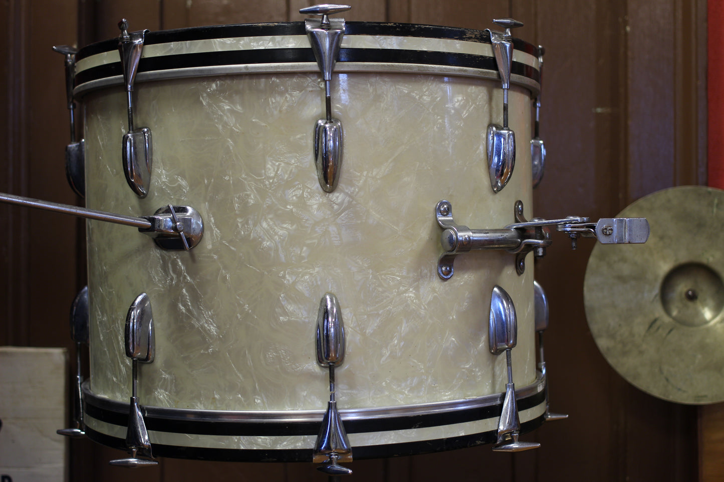 1960's Slingerland Modern Jazz in White Marine Pearl 14x20 14x14 8x12