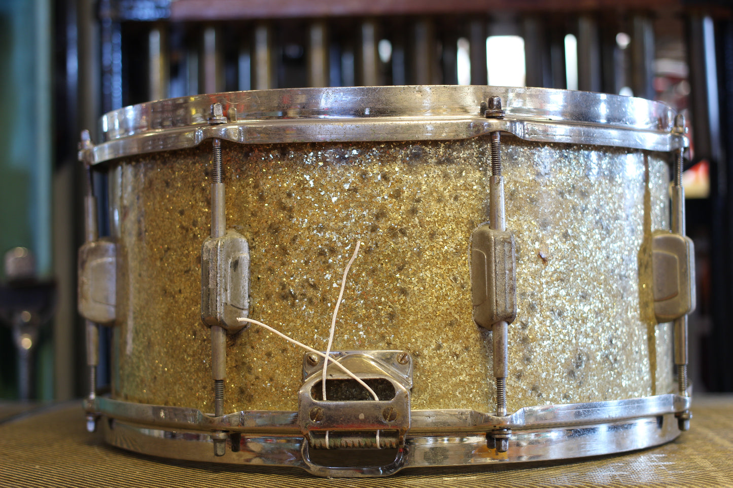 1930's WFL 7"x14" Dixieland Model Snare Drum in Sparkling Silver Pearl