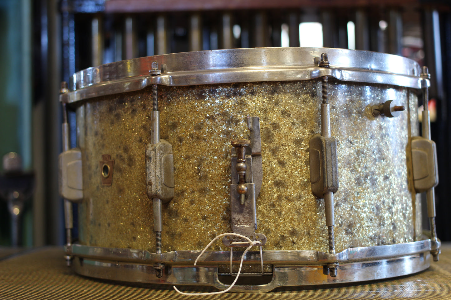 1930's WFL 7"x14" Dixieland Model Snare Drum in Sparkling Silver Pearl