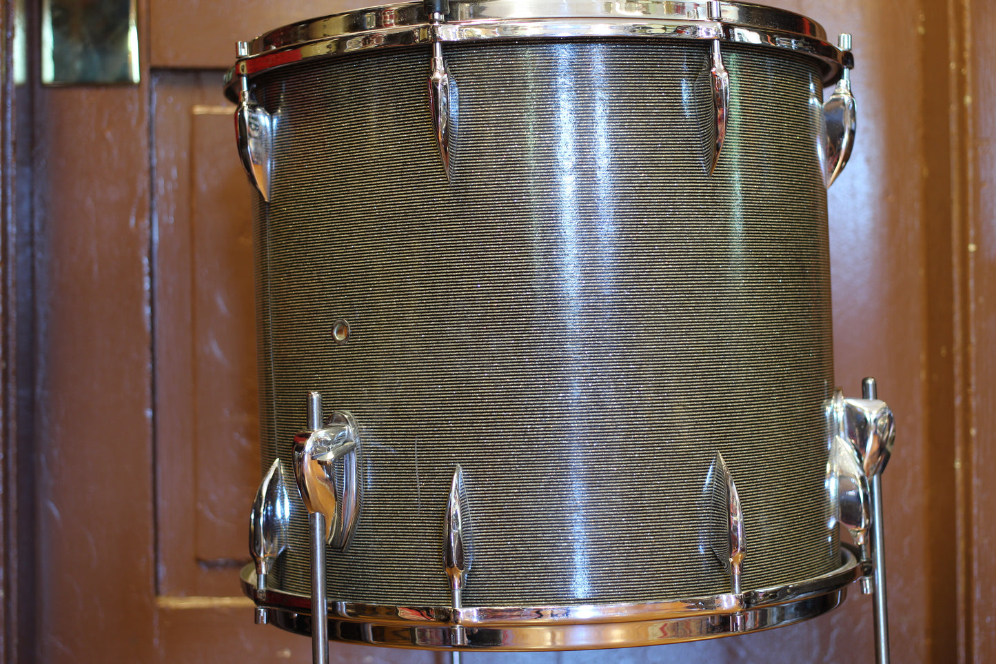 1960's Sonor Chicago Star Outfit in Black & Silver Striped Glitter 14x20 14x16 8x13