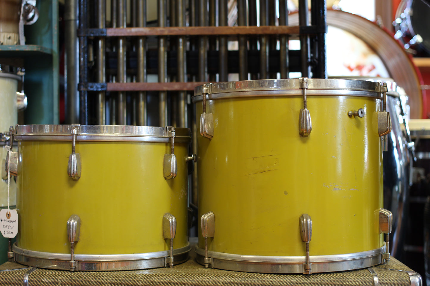 1940's Slingerland Radioking in Mustard Yellow Lacquer 14x20 16x16 12x14 9x13