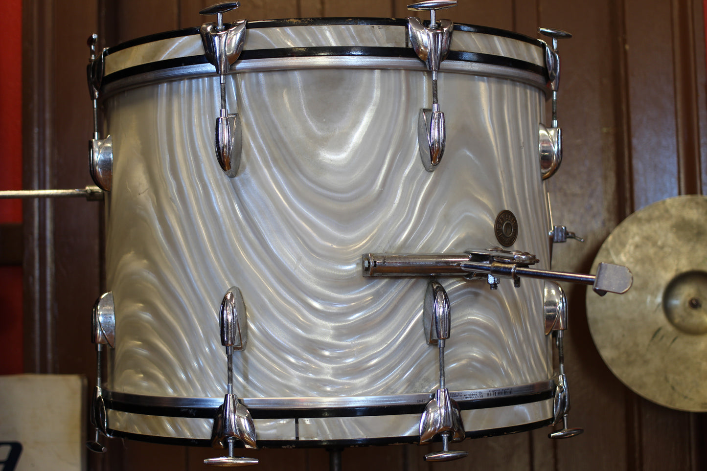 1960's Gretsch Bop Outfit in Silver Satin Flame 14x20 16x16 8x12 5.5x14