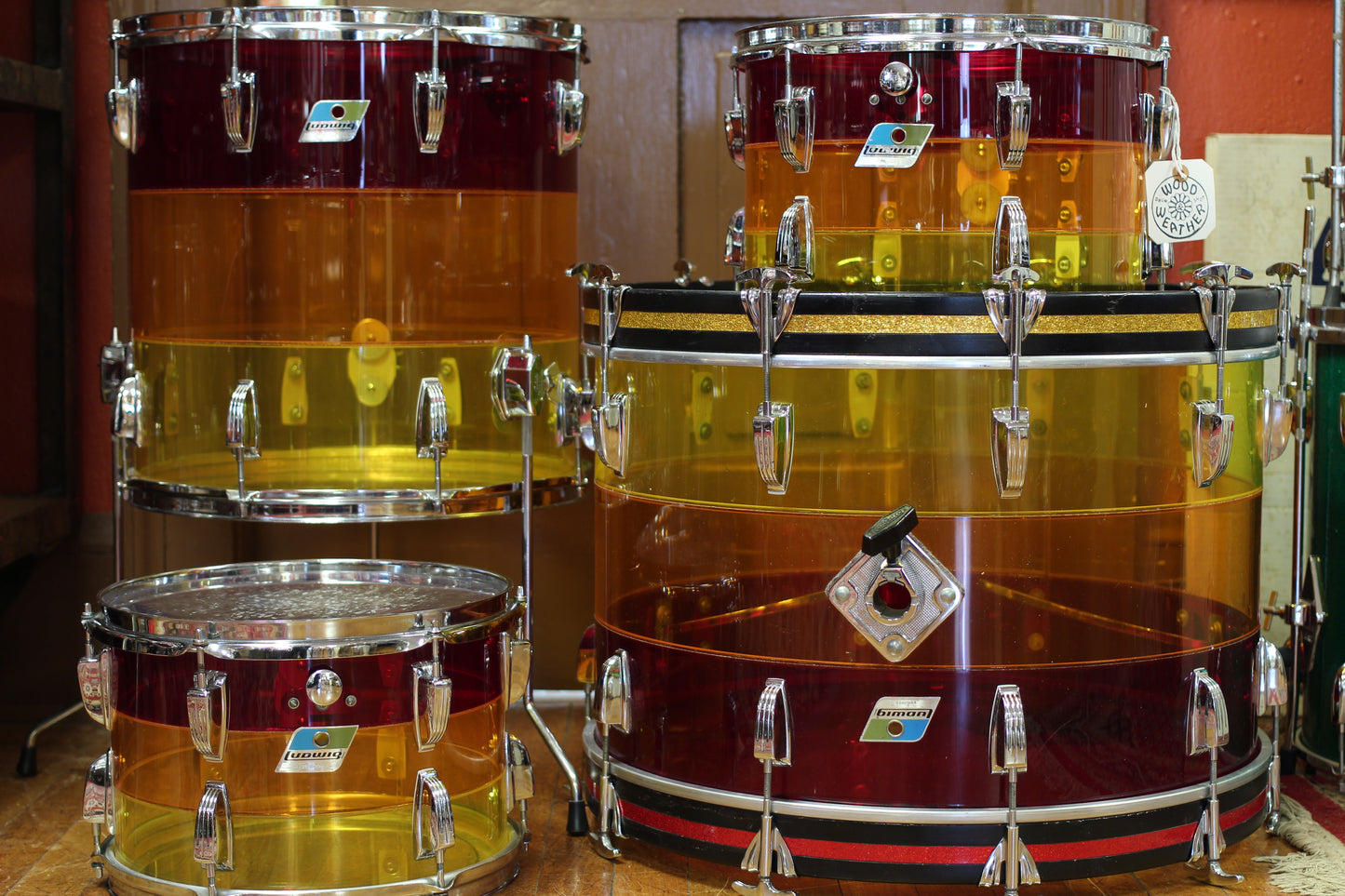 1970's Ludwig Vistalite in Tequila Sunrise 14x22 16x16 9x13 8x12