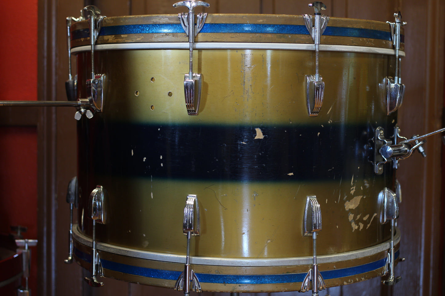 1960/70's Ludwig Deluxe Classic in Gold & Blue Duco 14x24 16x16 9x13
