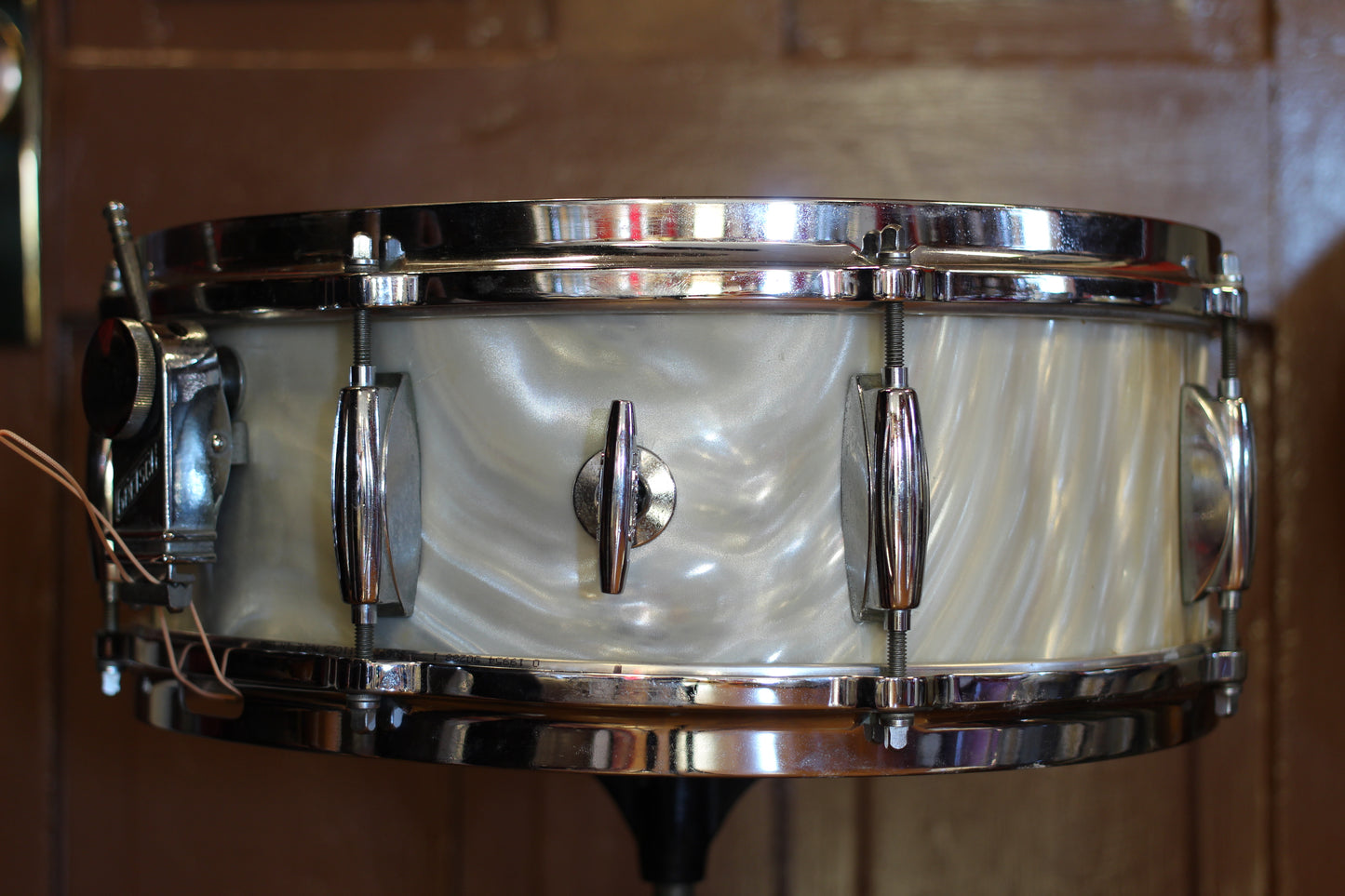 1960's Gretsch Bop Outfit in Silver Satin Flame 14x20 16x16 8x12 5.5x14