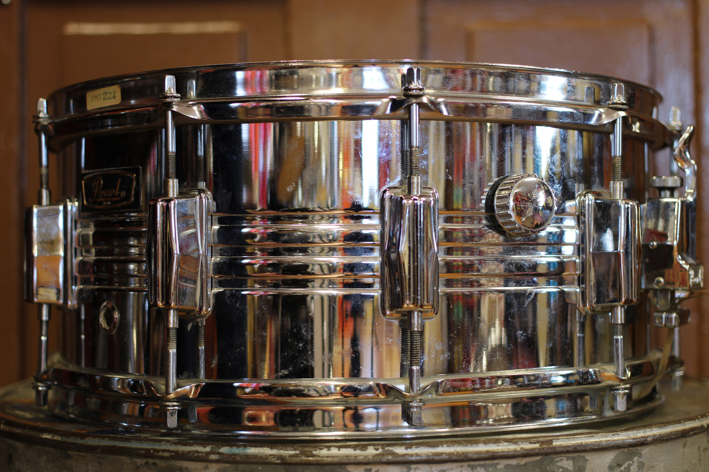 1970's Pearl "B4514L" Chrome over Brass 6.5"x14" Snare Drum