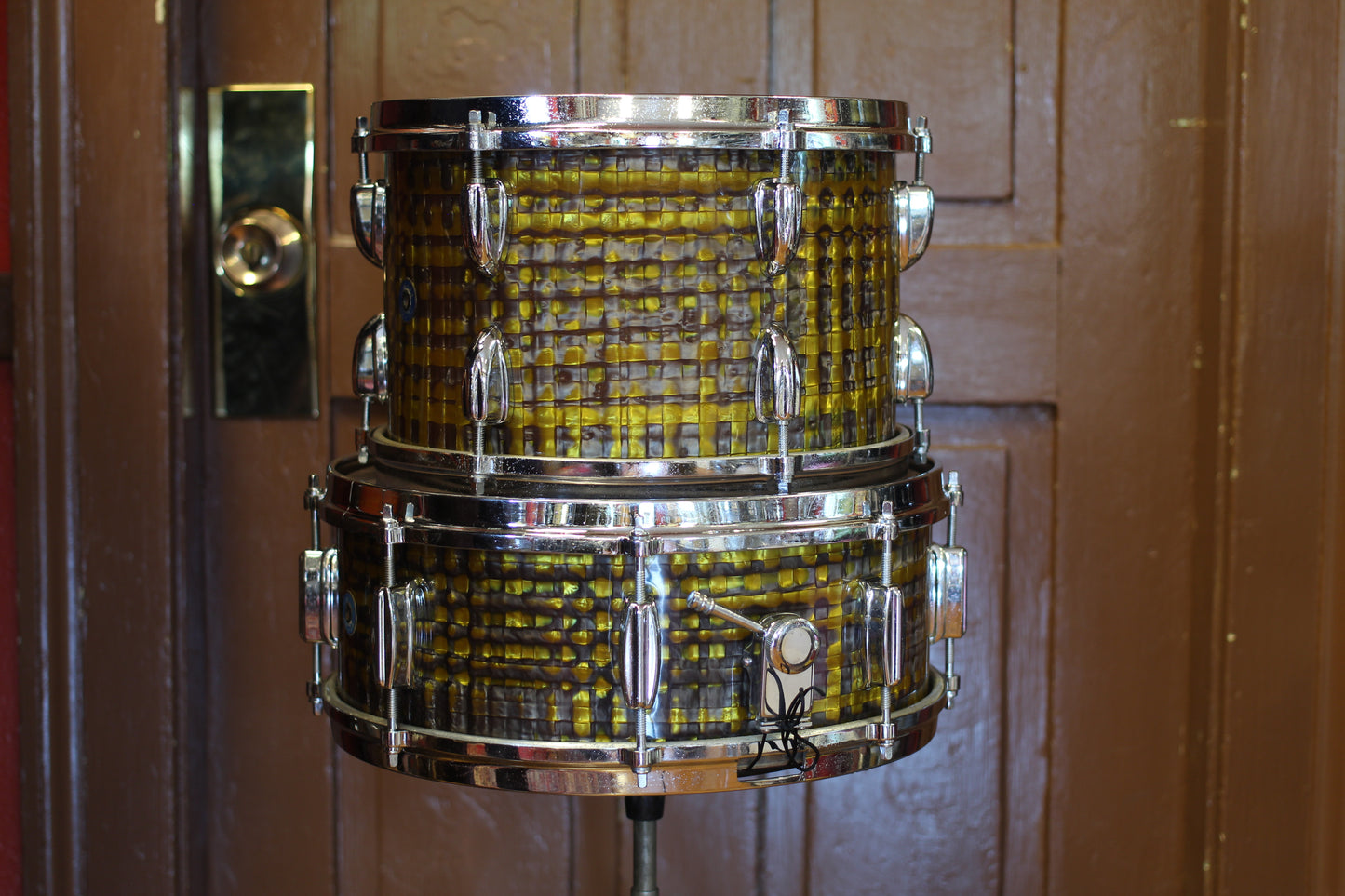 1960's Zim Gar Drum Set in Gold Ingot 14x20 14x14 8x12 5x14