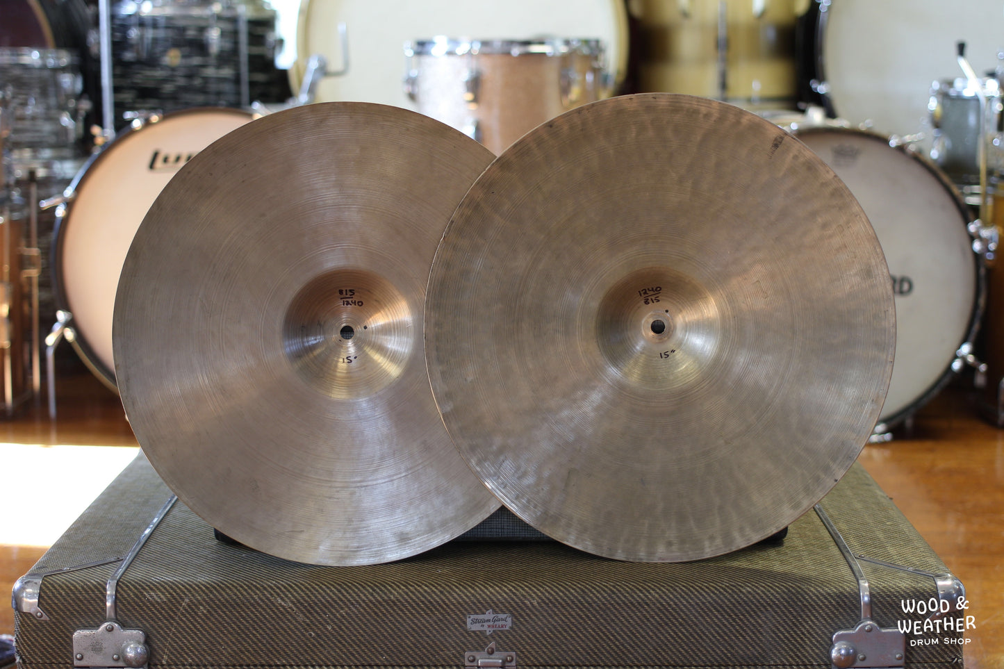 1946-53 A. Zildjian 15" "Trans Stamp" Hi-Hat Cymbals 815/1240g