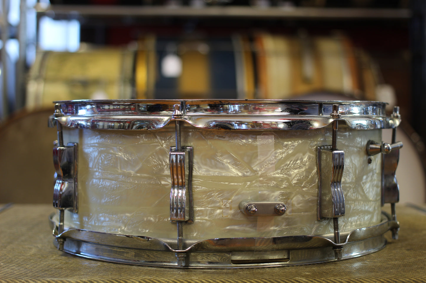 1966 Ludwig "Jazz Festival" Snare Drum 5"x14" in White Marine Pearl