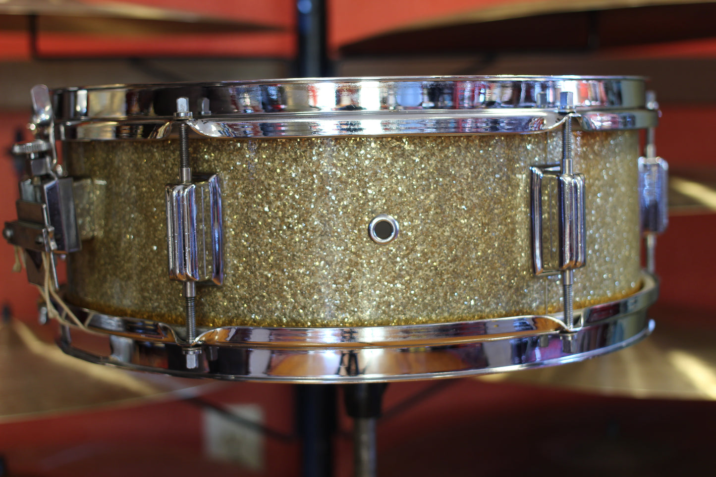 1960's Rogers 5"x14" Luxor Snare Drum in Gold Sparkle