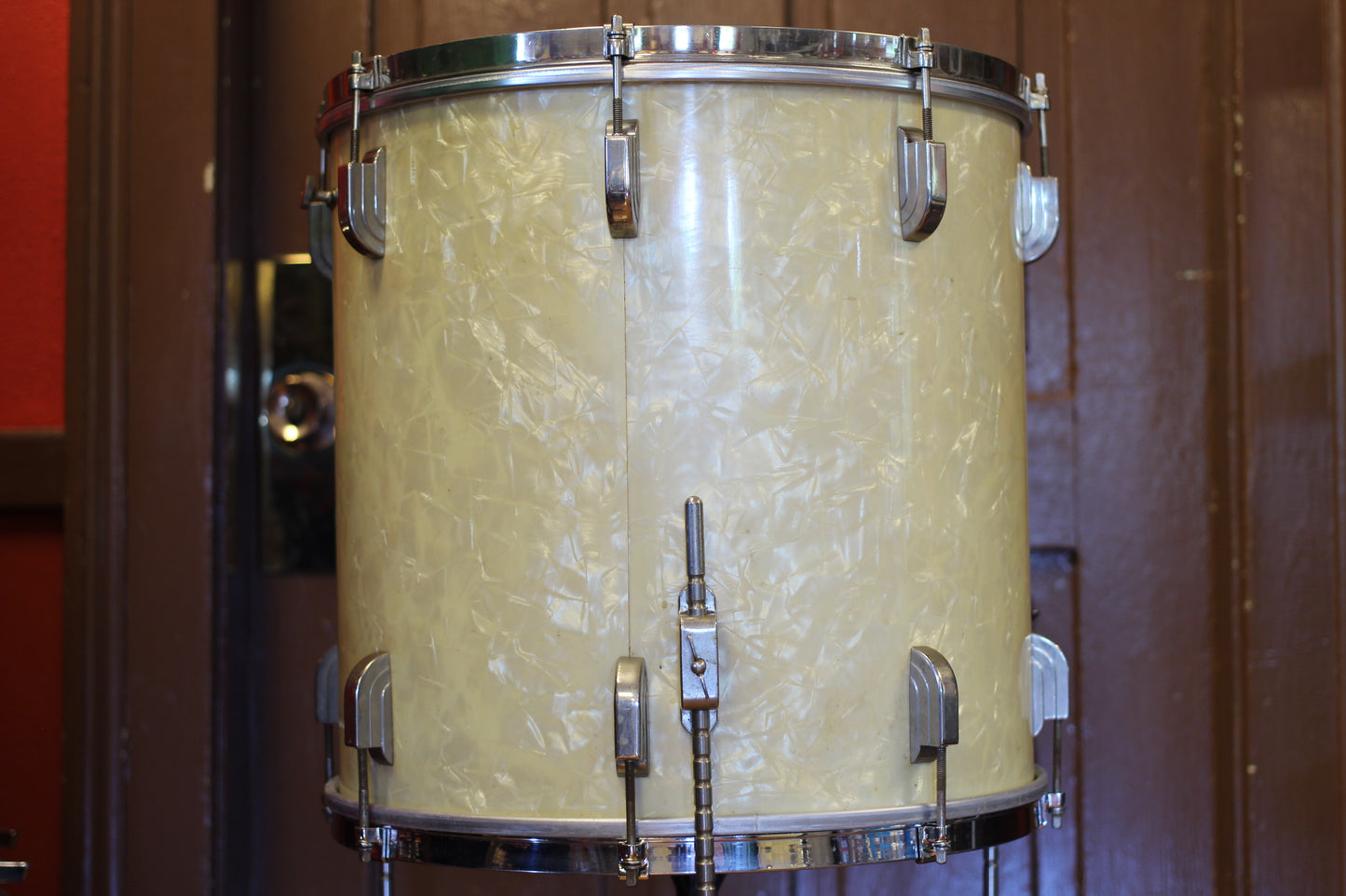 1950's Leedy & Ludwig Broadway in White Marine Pearl 14x24 16x16 9x13