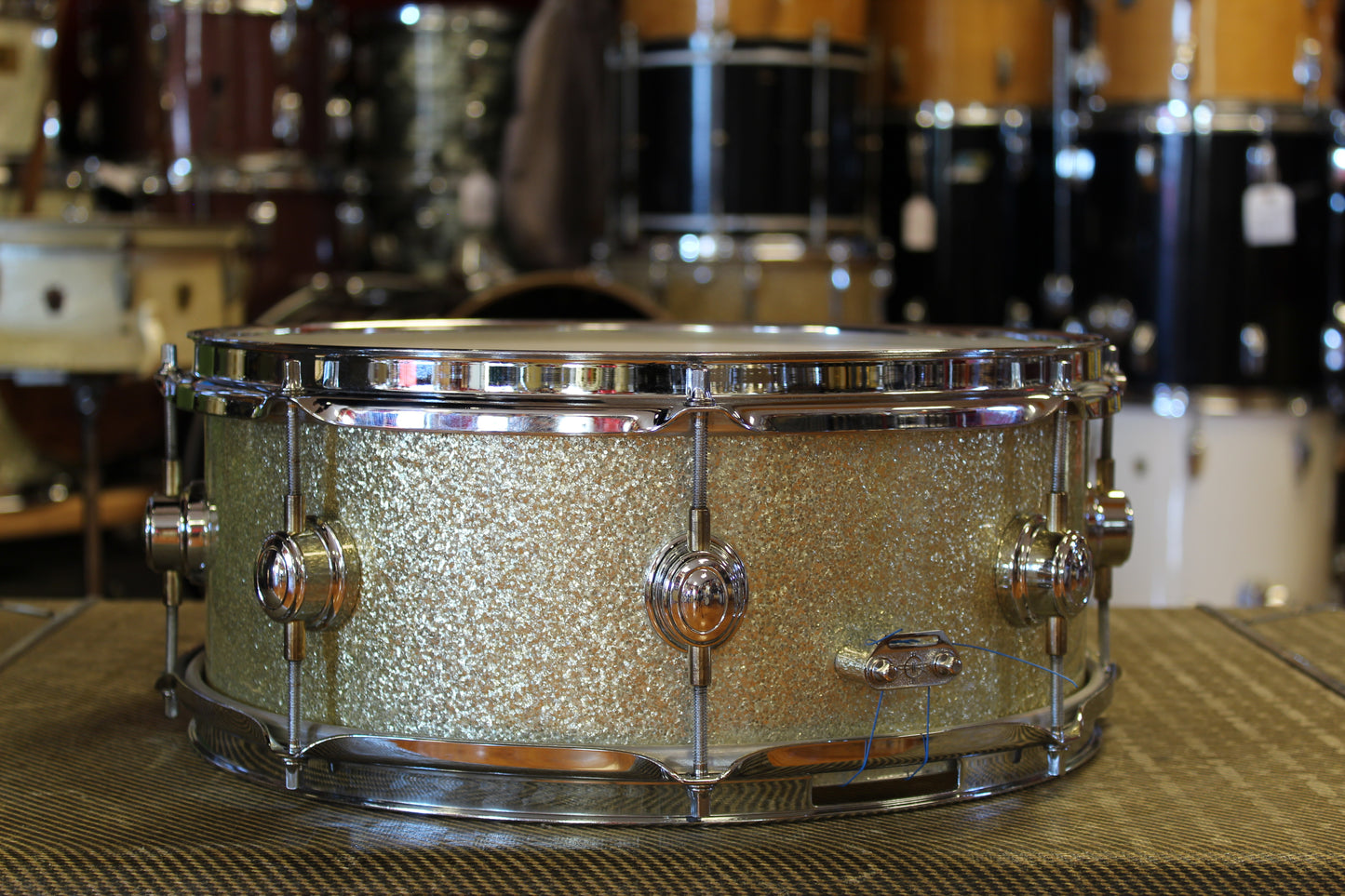 00's Montineri Custom Drums Maple/Poplar/Maple in Aged Silver Sparkle 14x24 16x16 9x13 5.5x14