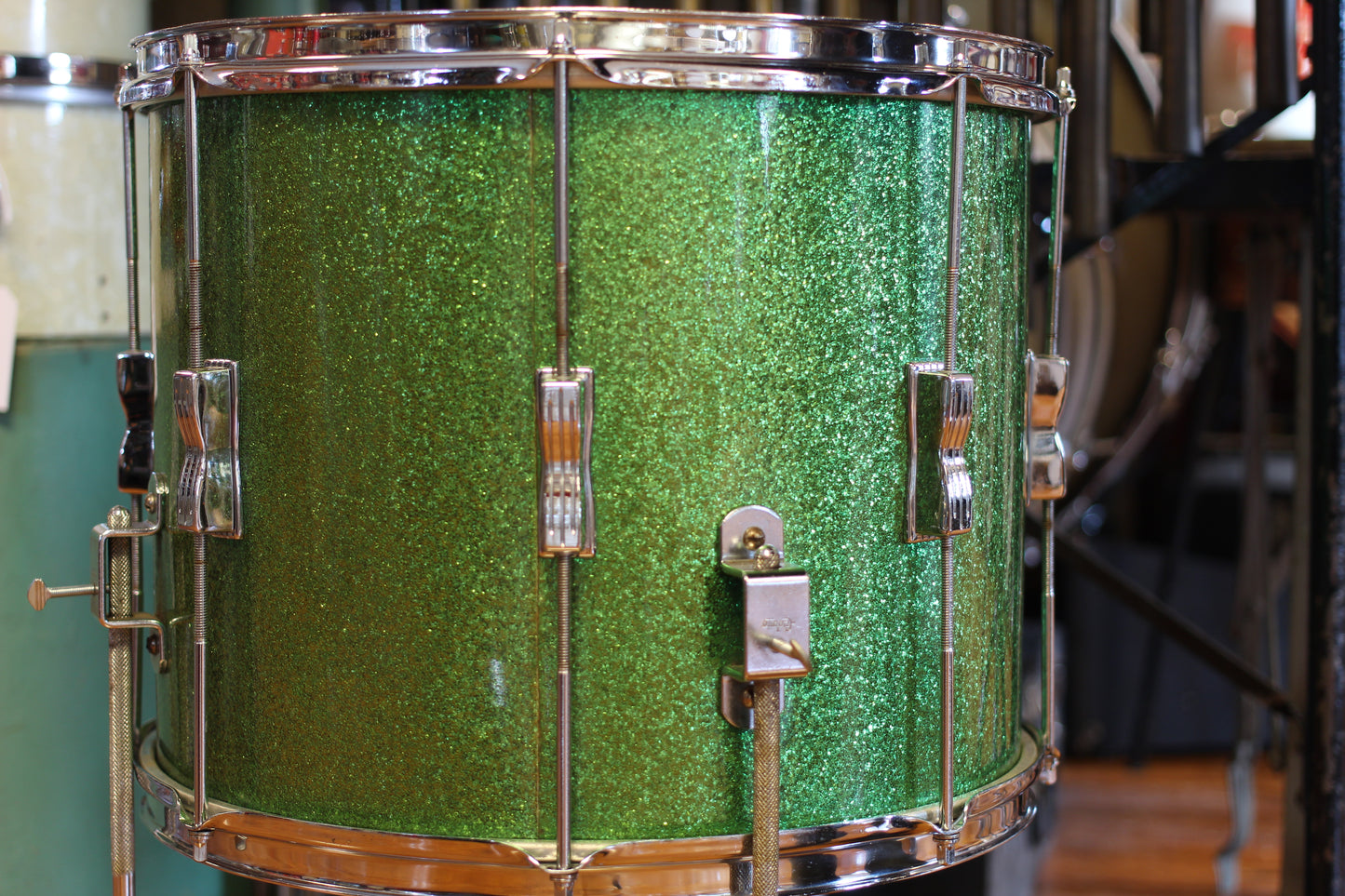 1960 Ludwig Pre Serial 12"x15" Club Date Floor Tom in Green Sparkle
