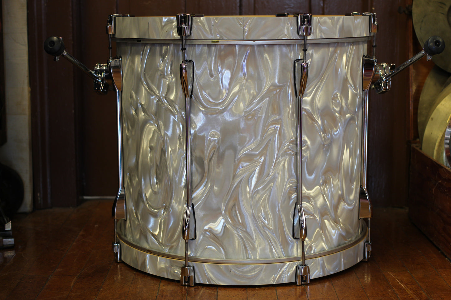 Used Tama Superstar Hyperdrive Kit in White Satin Flame 18x22 16x16 9x12