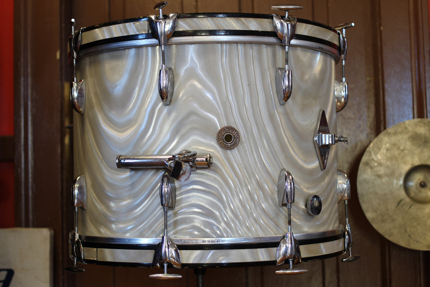 1960's Gretsch Bop Outfit in Silver Satin Flame 14x20 16x16 8x12 5.5x14