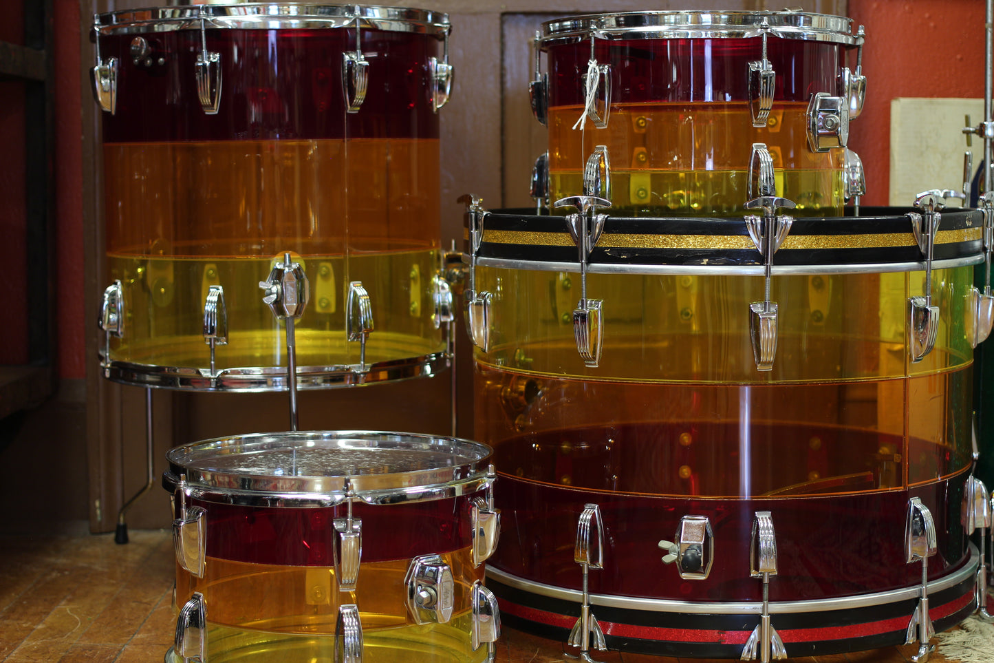 1970's Ludwig Vistalite in Tequila Sunrise 14x22 16x16 9x13 8x12