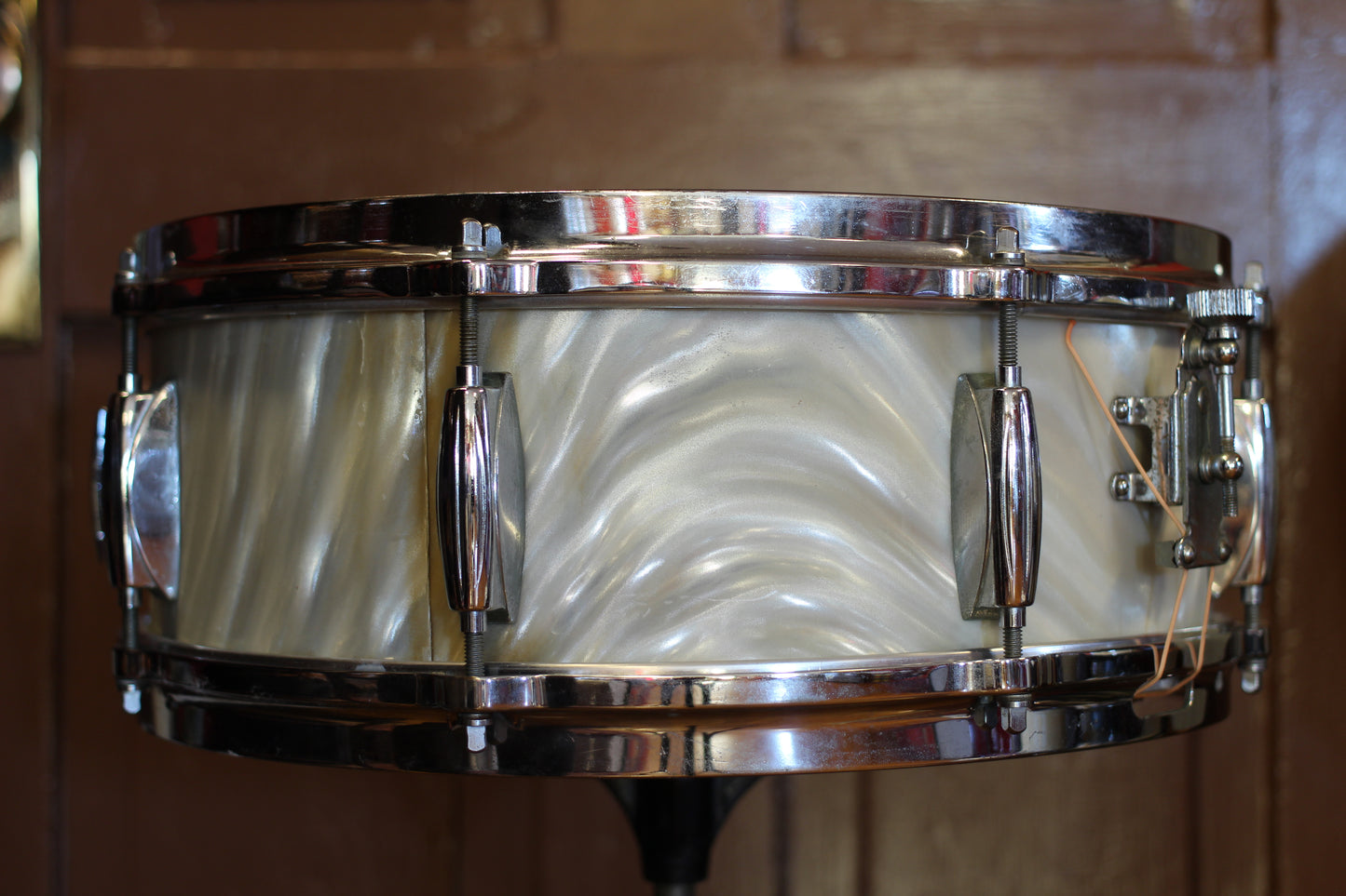1960's Gretsch Bop Outfit in Silver Satin Flame 14x20 16x16 8x12 5.5x14