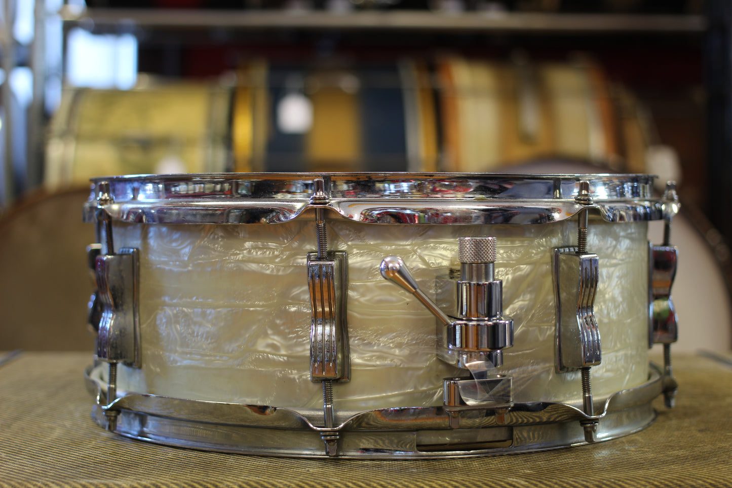 1966 Ludwig "Jazz Festival" Snare Drum 5"x14" in White Marine Pearl