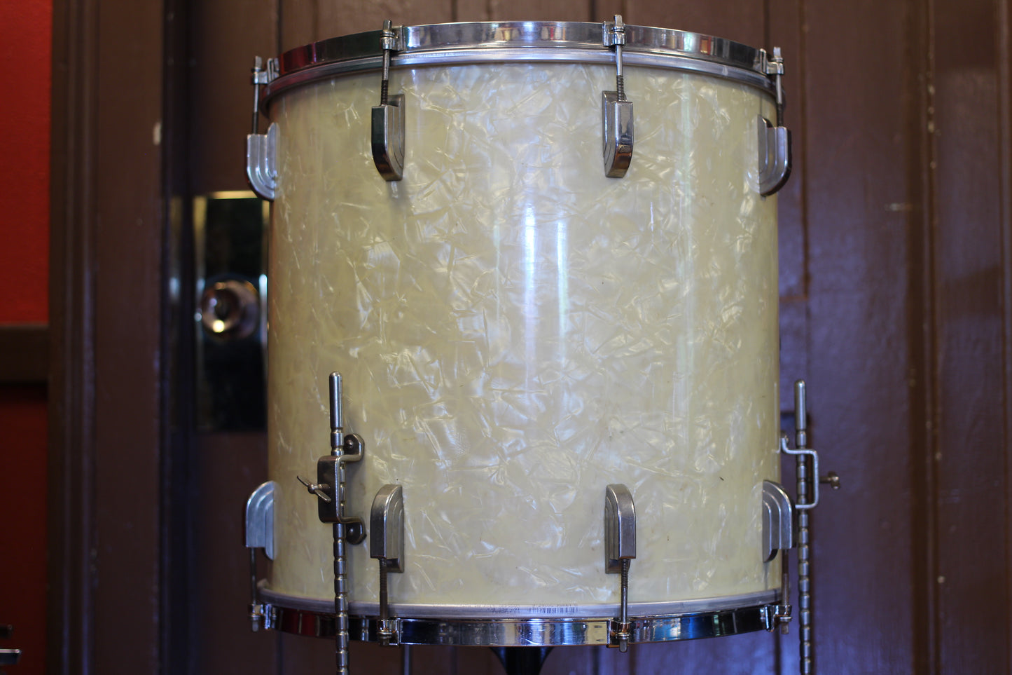 1950's Leedy & Ludwig Broadway in White Marine Pearl 14x24 16x16 9x13