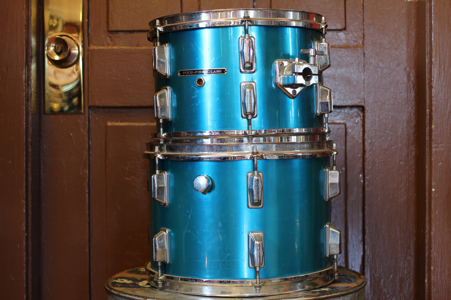 1980's Pearl Professional Wood-Fiberglass in Blue Flash 14x22 16x16 9x13 8x12