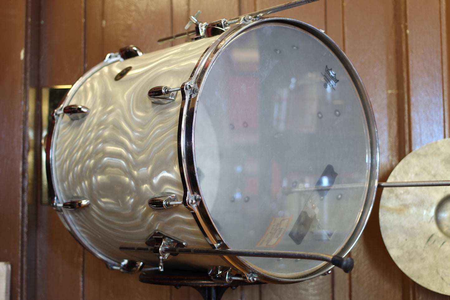 1960's Gretsch Bop Outfit in Silver Satin Flame 14x20 16x16 8x12 5.5x14