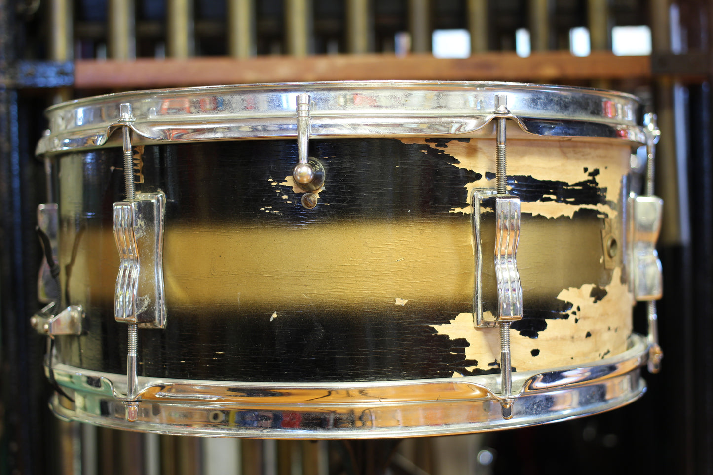 1962 Ludwig Pioneer Snare Drum 6.5"x14" in Black & Gold Duco