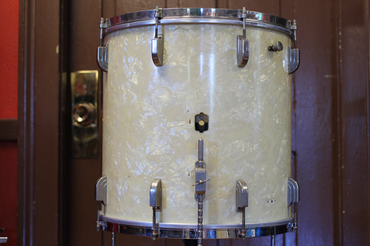 1950's Leedy & Ludwig Broadway in White Marine Pearl 14x24 16x16 9x13