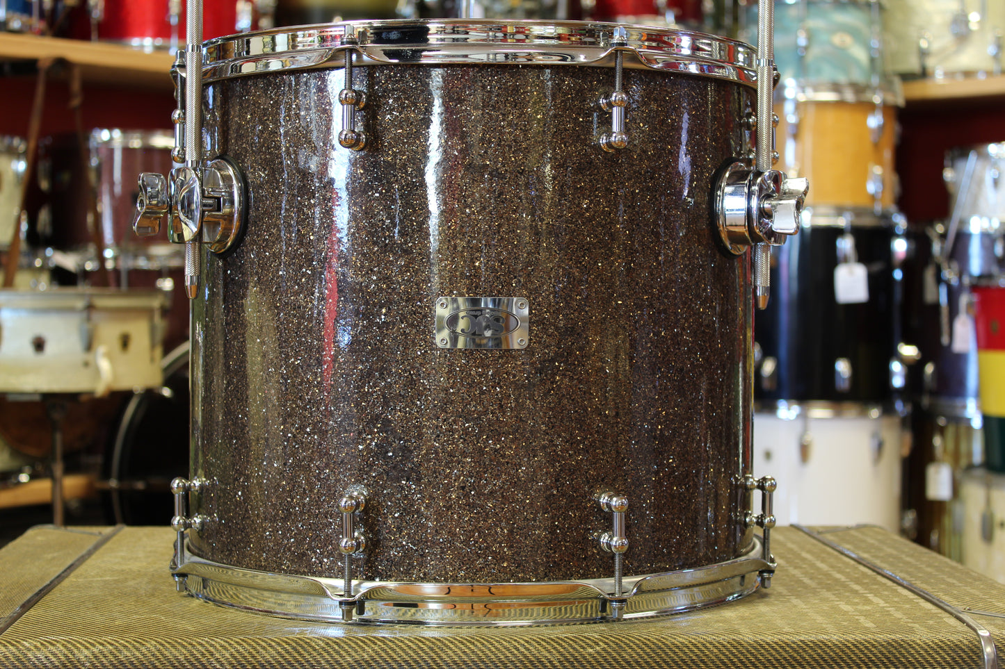SJC Custom Drum Kit in Ginger Glass Glitter 12x26 14x16 8x12