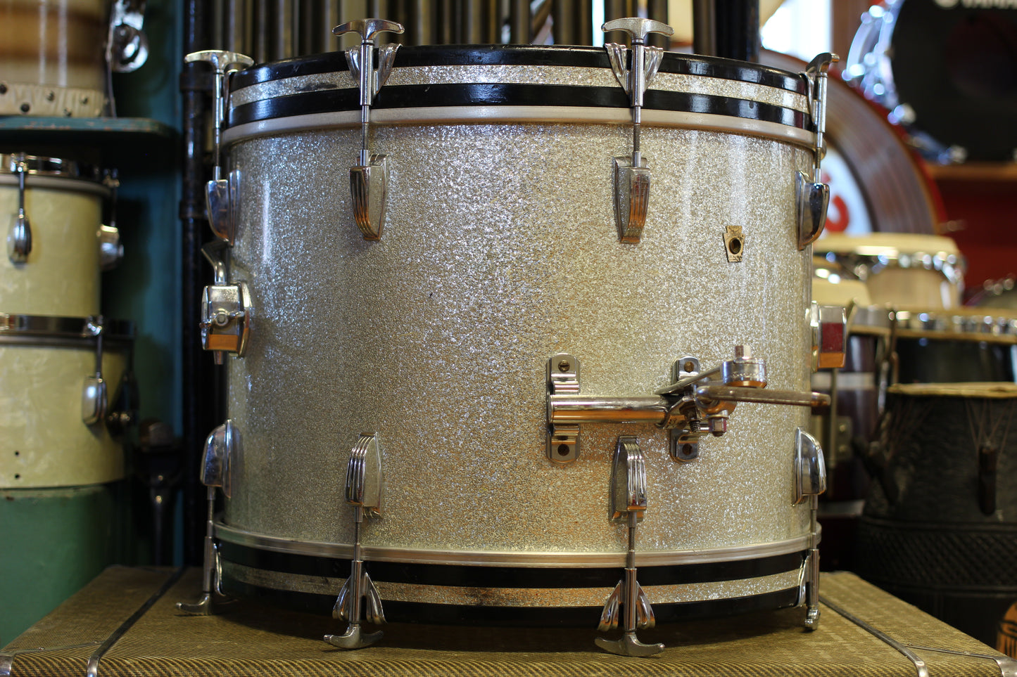 1960's Ludwig Downbeat in Silver Sparkle 14x20 14x14 8x12