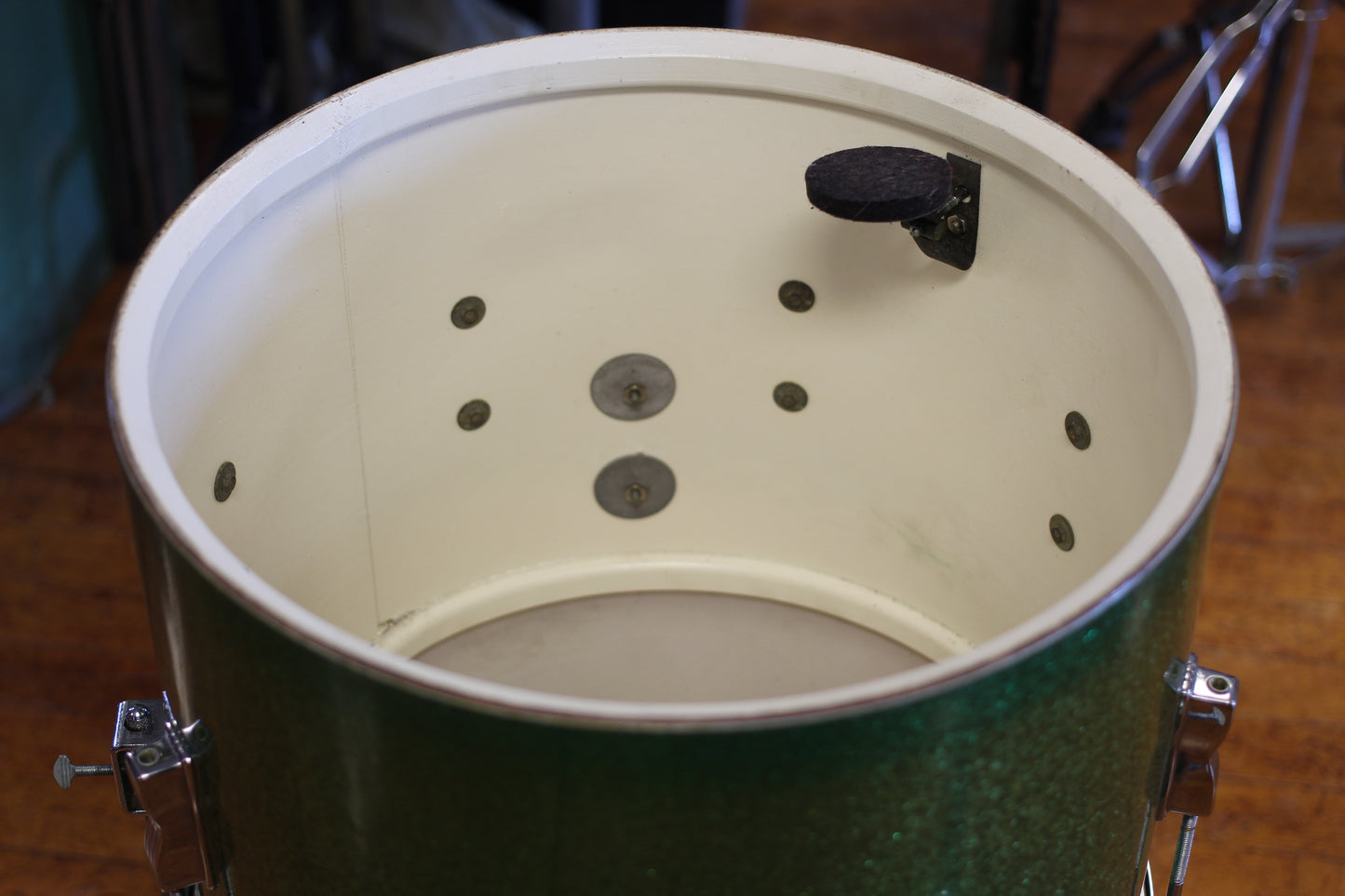 1960 Ludwig Pre Serial 12"x15" Club Date Floor Tom in Green Sparkle