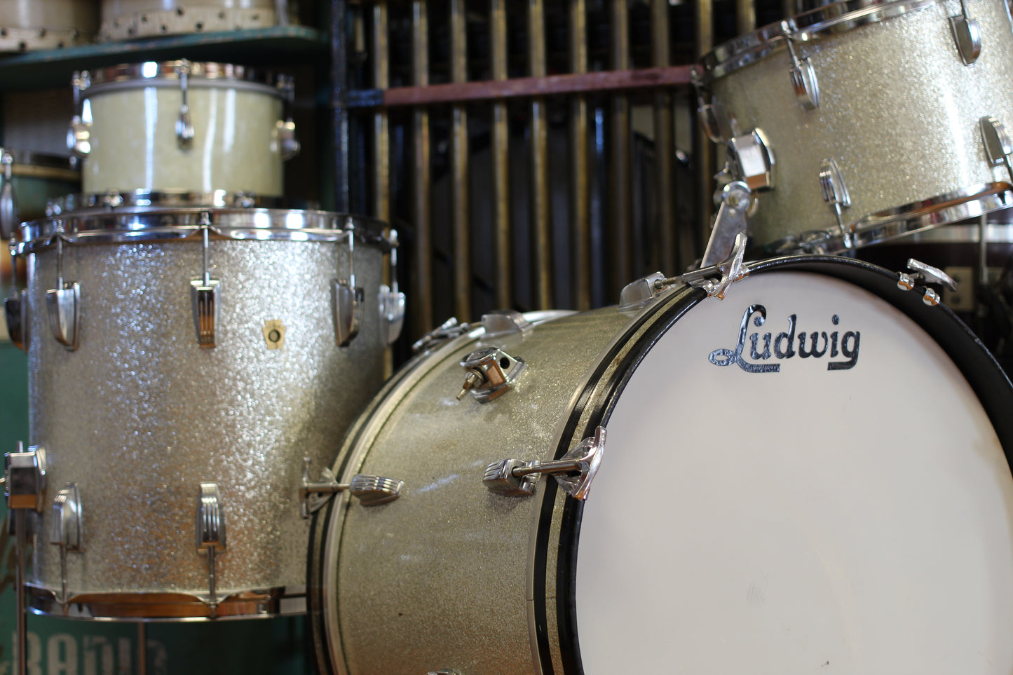 1960's Ludwig Downbeat in Silver Sparkle 14x20 14x14 8x12