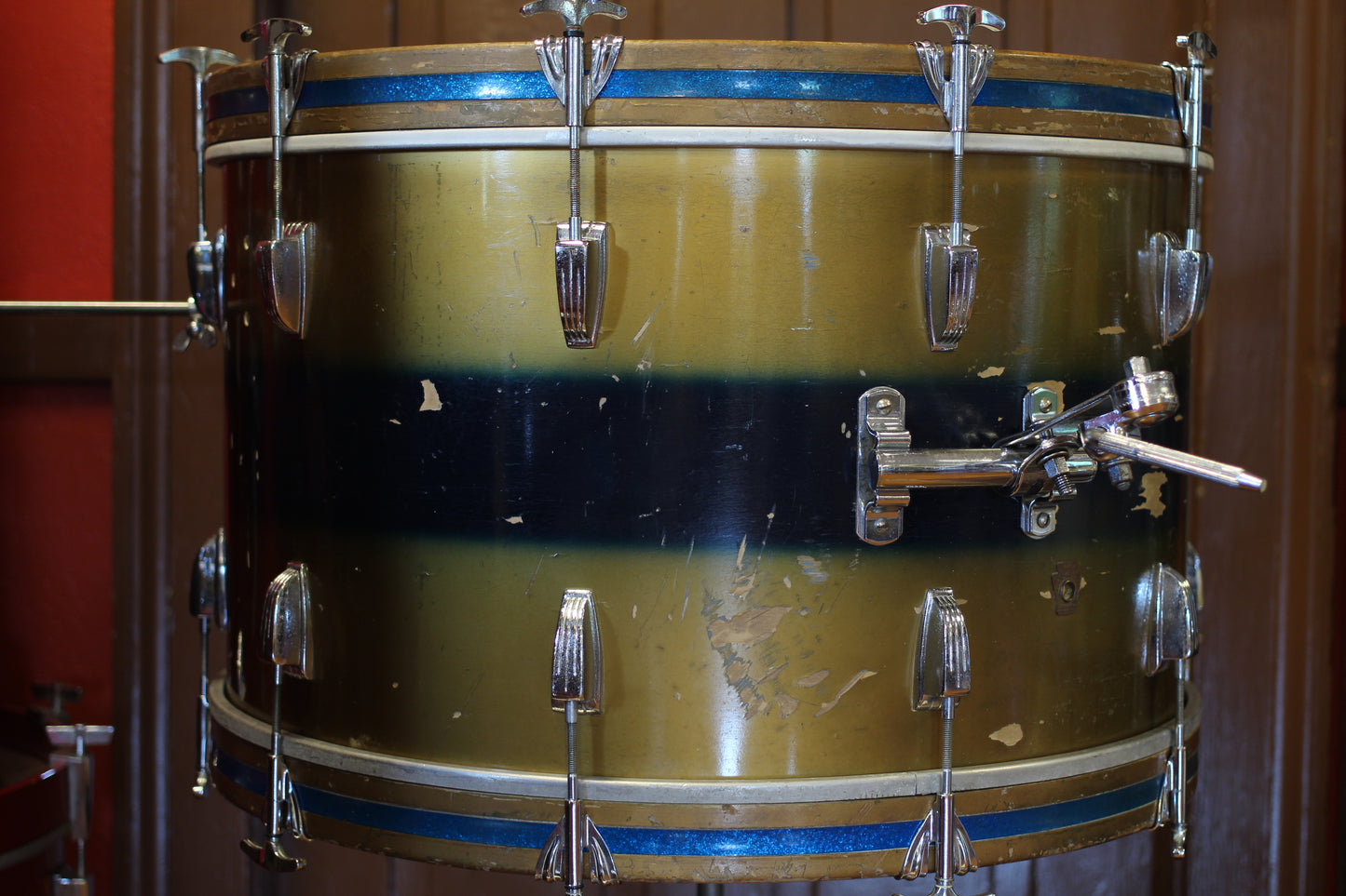 1960/70's Ludwig Deluxe Classic in Gold & Blue Duco 14x24 16x16 9x13