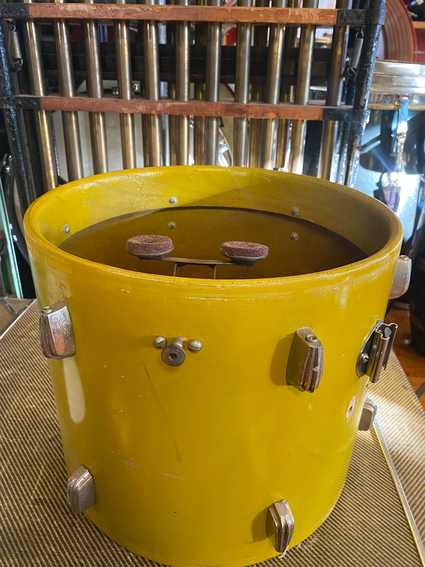 1940's Slingerland Radioking in Mustard Yellow Lacquer 14x20 16x16 12x14 9x13