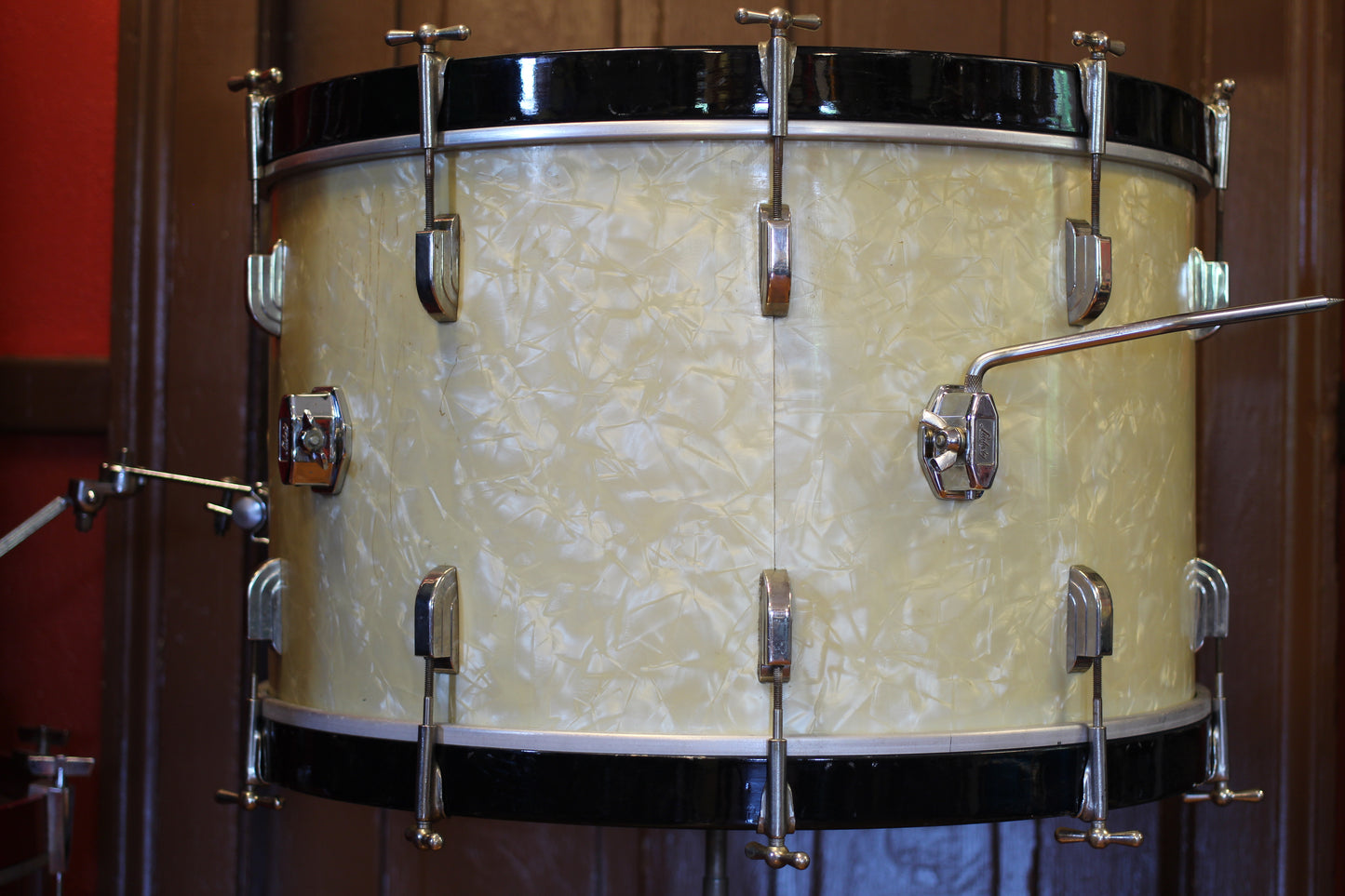1950's Leedy & Ludwig Broadway in White Marine Pearl 14x24 16x16 9x13