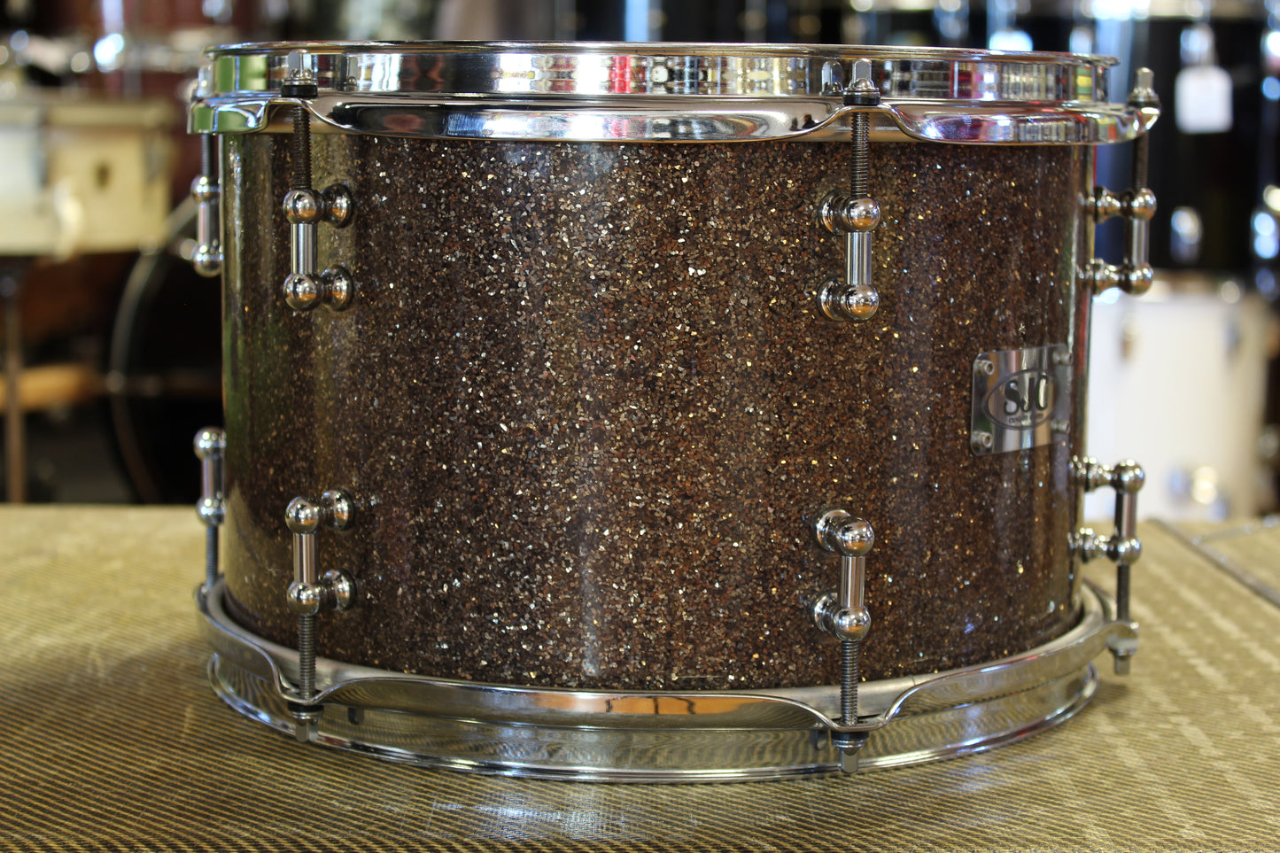 SJC Custom Drum Kit in Ginger Glass Glitter 12x26 14x16 8x12