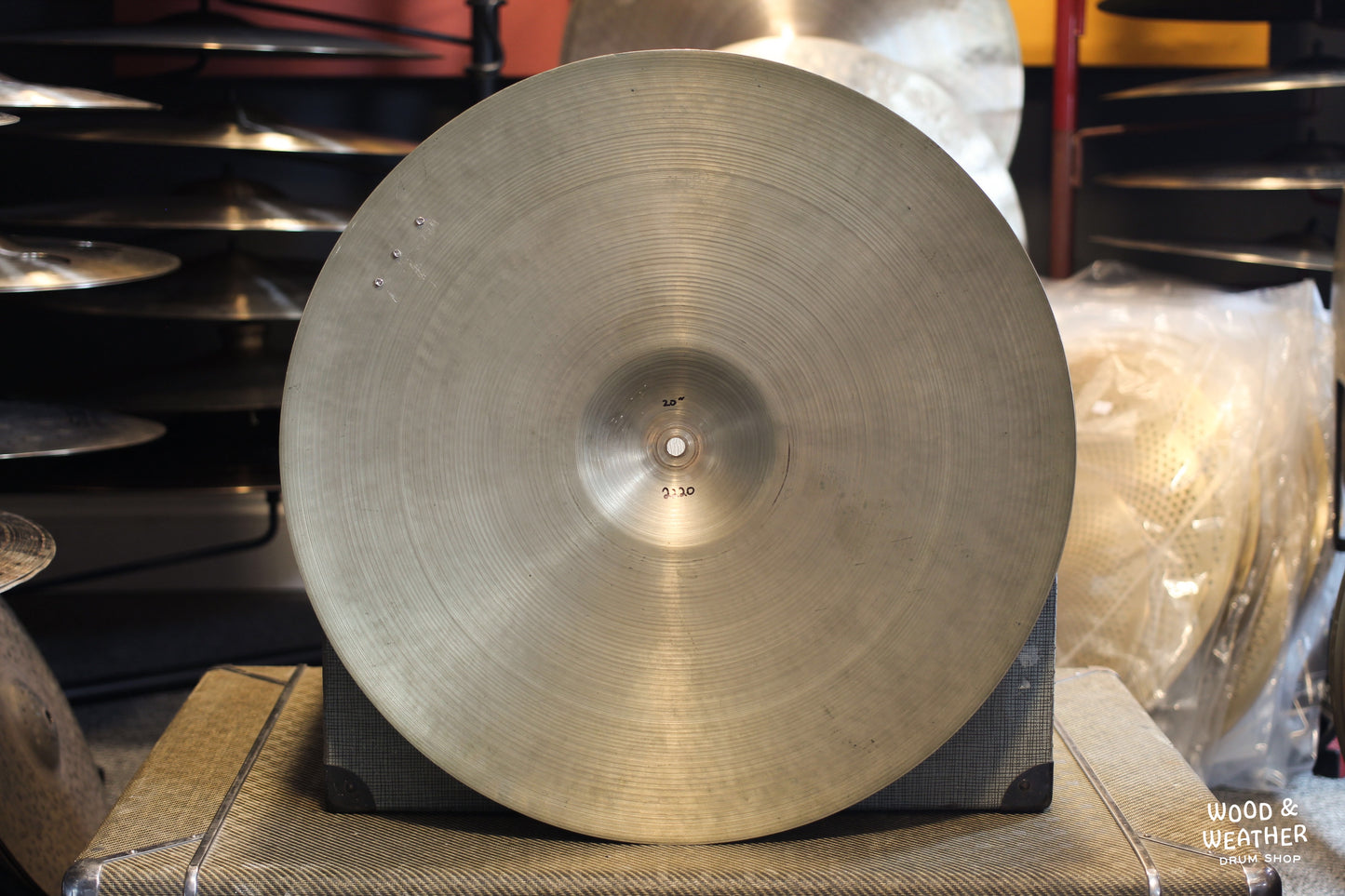 1950s A. Zildjian 20" "Large Stamp" Ride Cymbal w/ Rivets 2220g