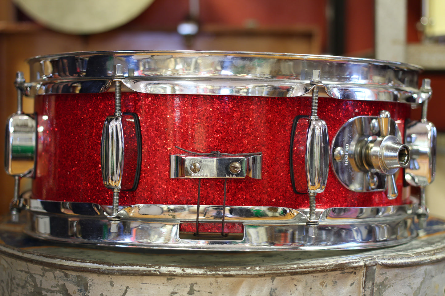 1960's Rogers 5"x14" Holiday Snare Drum in Sparkling Red Pearl