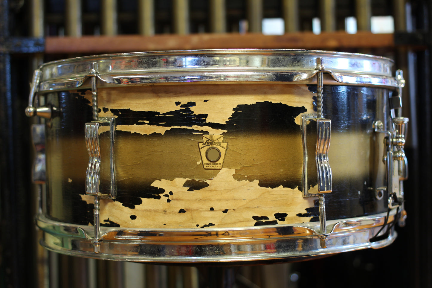 1962 Ludwig Pioneer Snare Drum 6.5"x14" in Black & Gold Duco