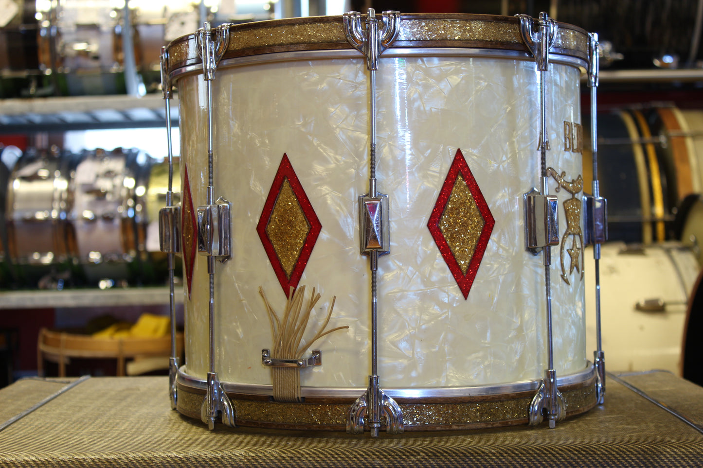 1938 Leedy 12"x15" Battalion Street Drum in Marine Pearl Full Dress
