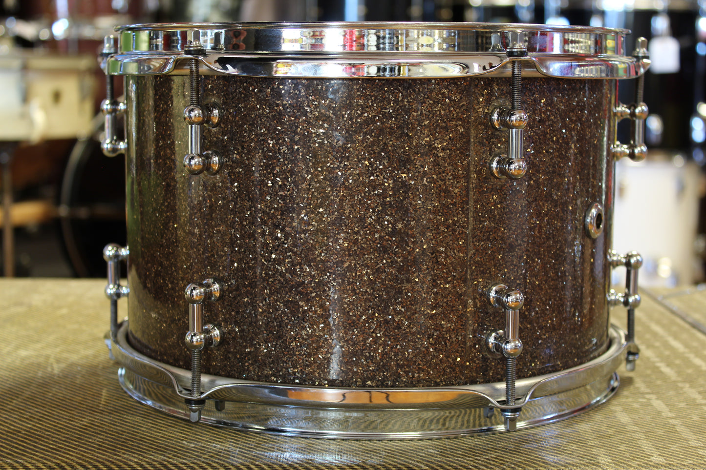 SJC Custom Drum Kit in Ginger Glass Glitter 12x26 14x16 8x12