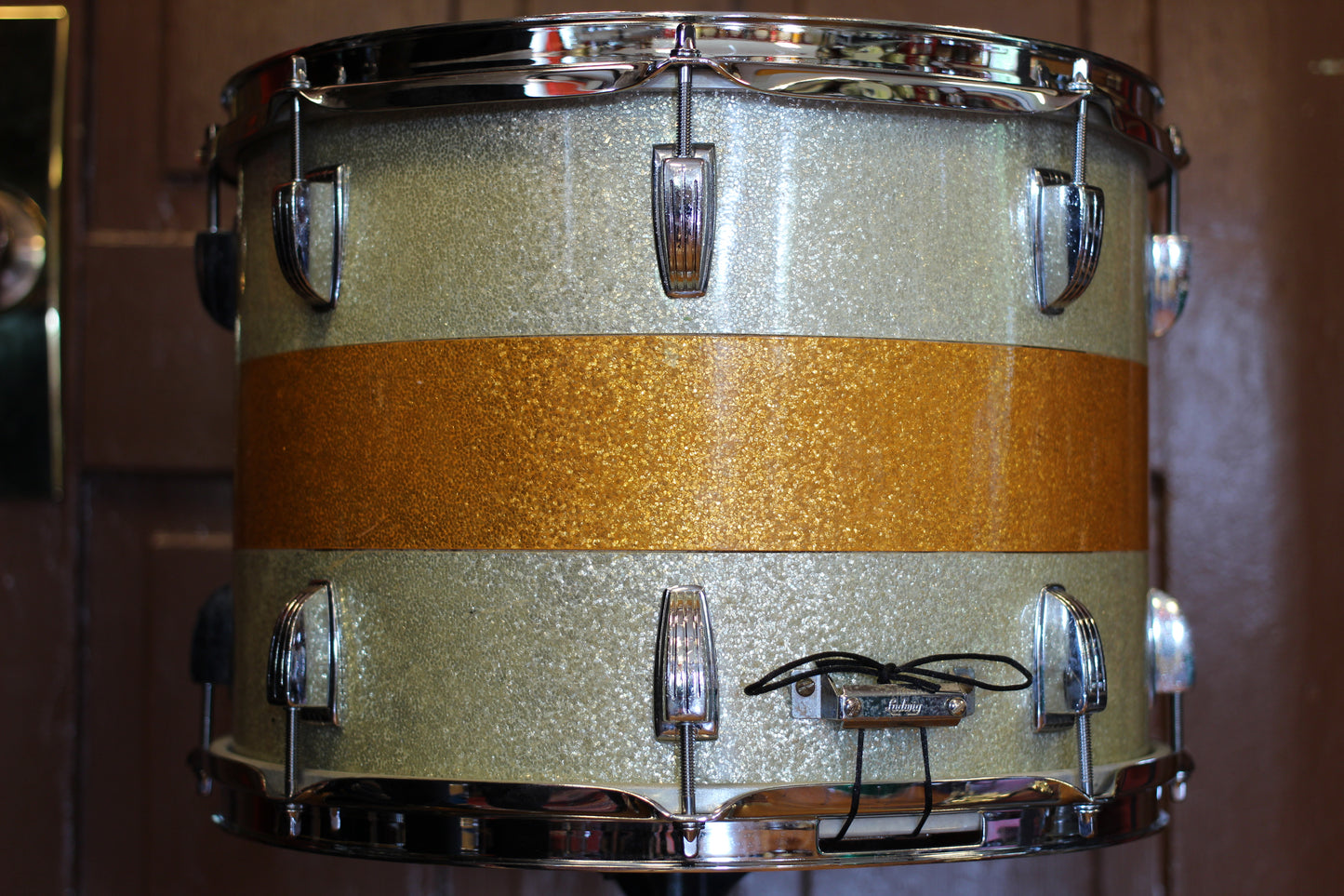 1969 Ludwig 10"x14" Marching Snare in Silver & Gold Sparkle Tri Band