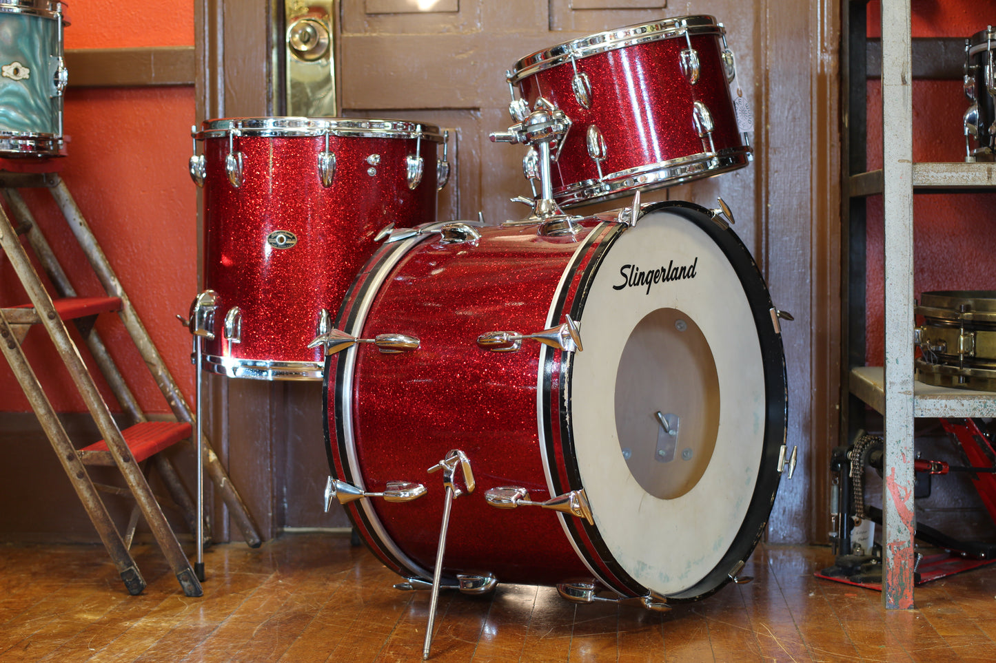 1966 Slingerland Modern Jazz outfit in Sparkling Red Pearl