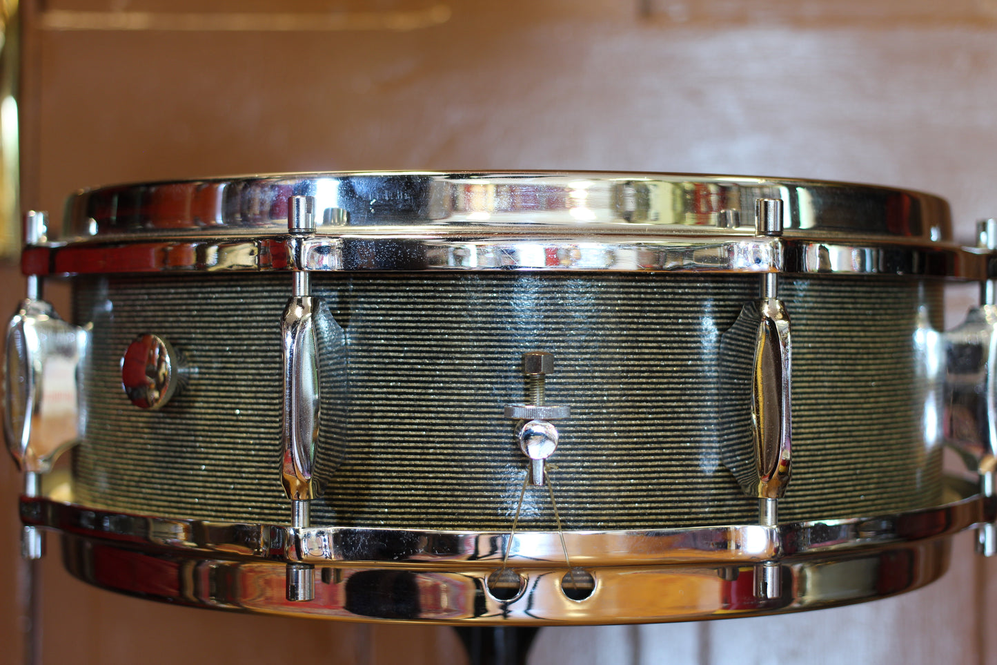 1960's Sonor 5"x14" Snare Drum in Black & Silver Striped Glitter